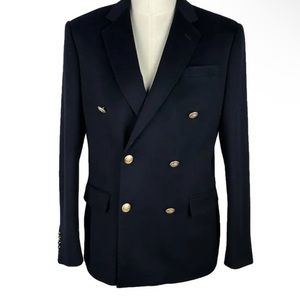 BALLY X LORO PIANA DOUBLE-BREASTED GOLDEN BUTTON WOOL BLAZER JACKET VEST NAVY